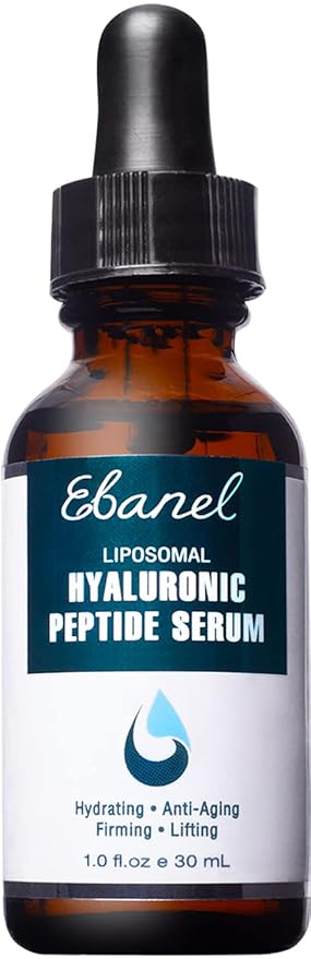 Ebanel Hyaluronic Acid Serum for Face with Peptides, Deep Hydrating Anti Aging Serum, Visibly Plump, Firm & Smooth Skin, Reduce Redness with Vitamin C, E and B5, Niacinamide, Aloe, Jojoba Oil, MSM