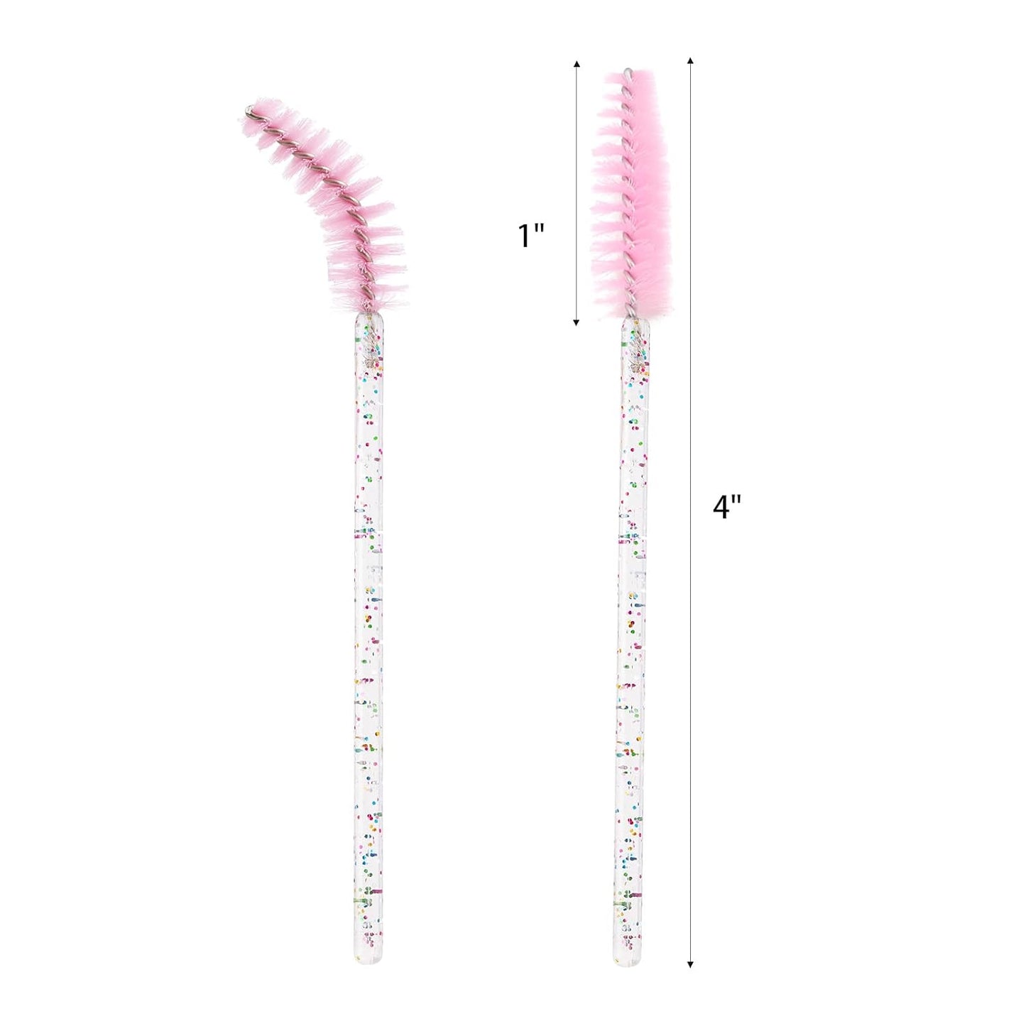 BTYMS 100 Pieces Crystal Eyelash Mascara Brushes Spoolie Brush Lash Wands Applicator Disposable Eyebrow - Light Pink