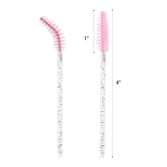 BTYMS 100 Pieces Crystal Eyelash Mascara Brushes Spoolie Brush Lash Wands Applicator Disposable Eyebrow - Light Pink