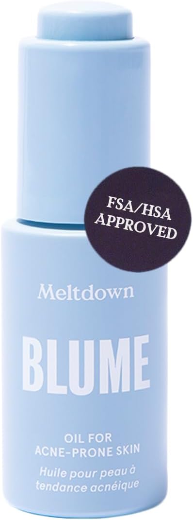 Blume Meltdown Face Oil for Women & Men - Non-Comedogenic Acne Serum with Rosehip Oil, Blue Tansy & Black Cumin Seed - Helps Reduce Redness, Smooth Texture & Hydrate - Cruelty-Free & Vegan (0.5 oz)