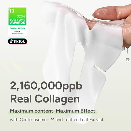 SUNGBOON EDITOR Deep Collagen CICA Tea tree Overnight Mask 37gx4ea | Real Collagen Face Mask with Tea tree & Centella | Acne Face Mask for Calming & Soothing | Korean Skin Care