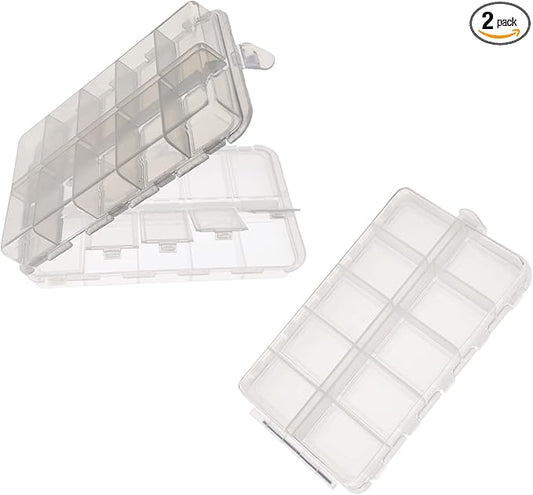 2x Small Hard Fishing Tackle Box Portable Case Hooks Lure Baits Storage Box Containers For Storing Swivels Jigs Hooks Sinker,20 Compartments (White)