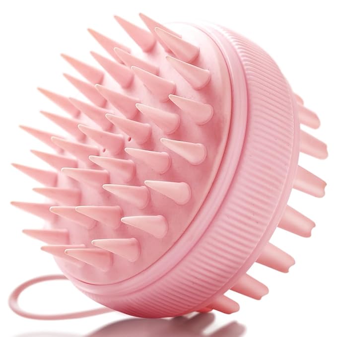 Fancii Hair Scalp Massager, Shampoo Brush for Wet & Dry Hair, Scalp Scrubber Exfoliator for Dandruff Removal & Hair Growth. Shower Head Brush for All Hair Types, Soft Silicone (Pink)
