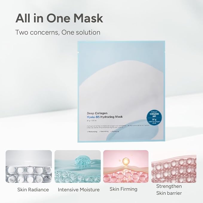 SUNGBOON EDITOR Deep Collagen Hyalu-B5 Overnight Mask 37gx4ea | Real Collagen Face Mask with Hyaluronic Acid | Moisture-Locking Care for Overheated Skin | Viral Korean Skincare Trend