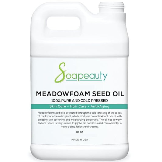 Soapeauty MEADOWFOAM SEED OIL Cold Pressed Unrefined | 100% Pure Natural Meadowfoam Seed Oil for Face & Hair | Moisturizer for Skin, Promotes Hair Growth, Balms | 64 fl oz