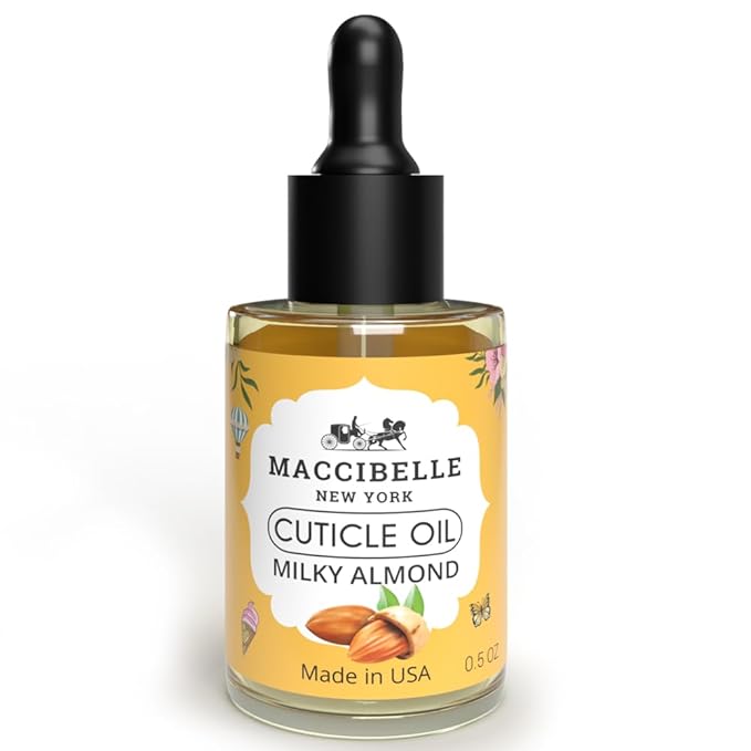 Maccibelle Cuticle Oil Almond Oil 0.5 oz - For Dry Nail Cracked Cuticles (Milky Almond 0.5 Fl Oz)