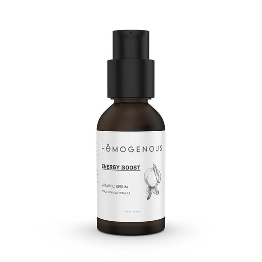 Energy Boost Vitamin C Serum, Citrus Stem Cell Formula, 1 oz Amber Glass Pump Bottle