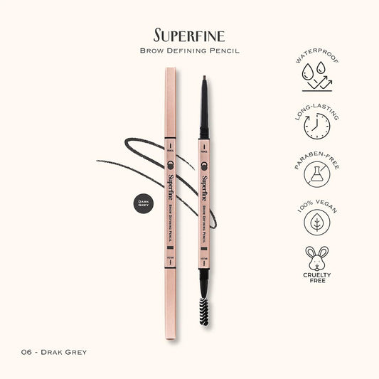 Beauty Superfine Micro Brow Pencil – 1.5mm Ultra-Fine Tip, Waterproof, Vegan Formula, 6 Shades – Long-Lasting Natural Eyebrow Pencil (06 - Dark Grey, 0.08G/0.002 FL.OZ（pack of 1）)