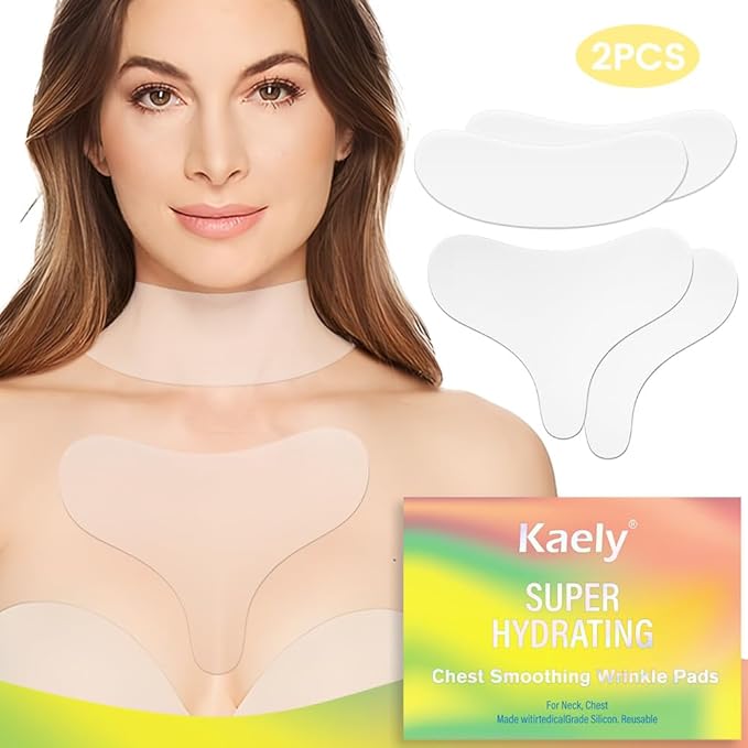 evpct 2Pcs Silicone Chest Smoothing Wrinkle Pads Reusable, Silicone Anti Chest Wrinkle Patches Reusable for Chest Wrinkles Overnight, Décolleté Chest Wrinkle Pillow Pads for Smoother,SizeL-T Type&Neck