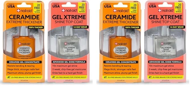 Nail-Aid Ceramide Extreme Thickener + Gel Top Coat, Clear, 2 Count (Pack of 2)