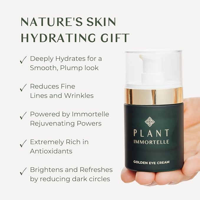 Golden Under Eye Cream - Hydrating Face Cream with Bakuchiol, Helichrysum Intensive Under Eye Renewal, Moisturizer Eye Cream Anti Aging Effect