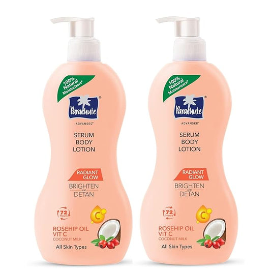 Parachute Advansed Radiant Glow Body lotion | Coconut Milk, Vitamin-C, 100% Natural, All Skin Types | 13.5 fl oz | Pack of 2