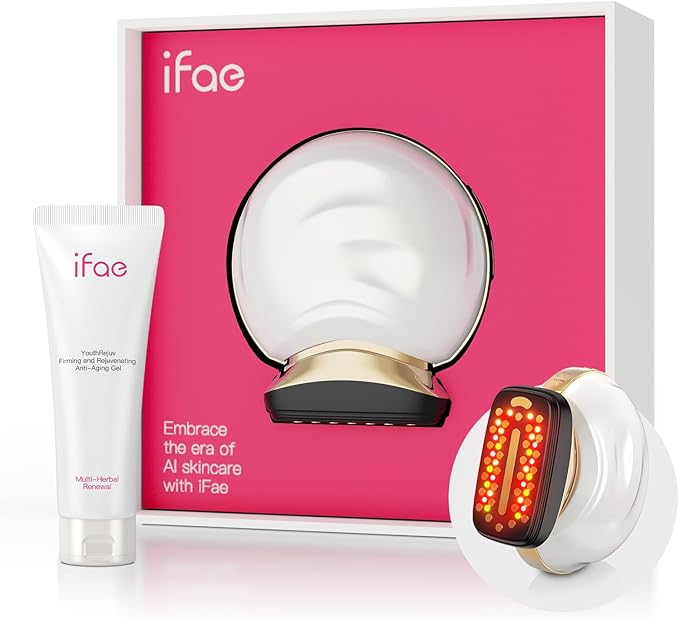 Microcurrent Facial Device Face Lift: iFae 3 in 1 Light Therapy for Face, Portable Face Lift Device for 90 Seconds Lifting, Tightening, Skin Rejuvenation Anti-Aging Wrinkle Skin Salon at Home White