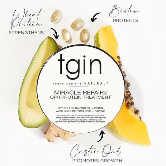 tgin Miracle RepaiRx Strengthening CPR Protein Treatment & Deep Hydrating Hair Mask, for Curly, Coily and Wavy Hair, Repairs, Protects, and Restores Damaged Hair, 12 oz, (Set)