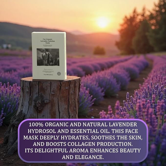 I'm ORGANIC - Lavender Solution Mask with Organic Lavender Oil | Skin Soothing | Hydrating | All Skin Types | 5 Masks