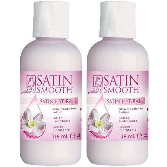 SATIN SMOOTH Hydrate Skin Nourisher Lotion Post Waxing Treatment (Perfect as Daily Moisturizer) 4 oz x 2 packs