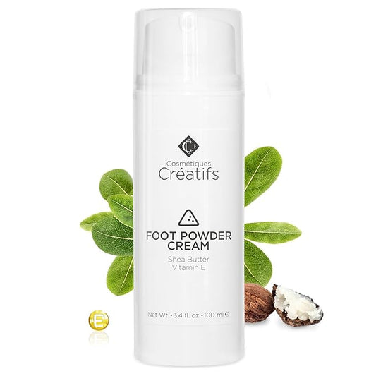 Foot Powder Cream for Dry Cracked Heels, Odor Control, and Intense Skin Hydration, 3.4 fl. oz., with Shea Butter and Vitamin E