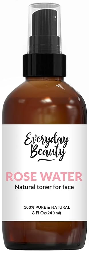 Rose Water Facial Toner - Alcohol-Free Vegan All Natural Refreshing Spray Mist for Face and Hair - Uplifts, Calming & Soothing for All Skin Types 8oz with Fine Mist Cap