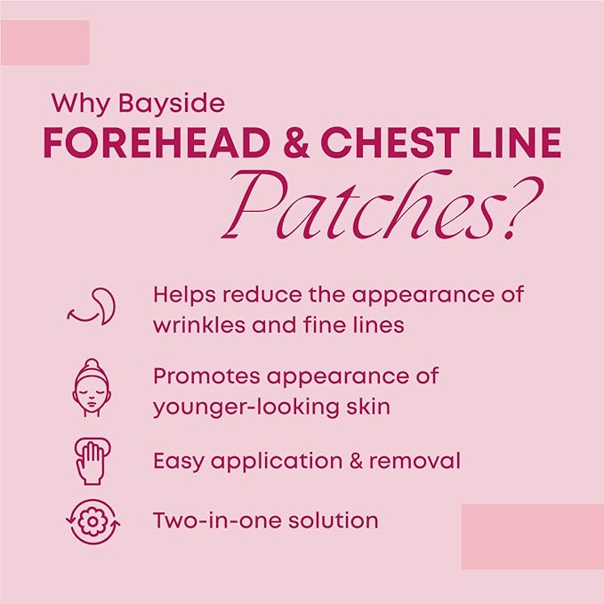 Bayside Forehead & Chest Wrinkle Patches Set | Hyaluronic Acid, Collagen & Vitamin E | Overnight Smoothing Treatment for Fine Lines & Wrinkles | Non-Invasive, Skin-Friendly Rejuvenating Care