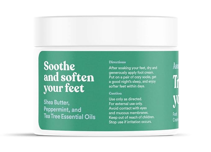 ASUTRA Treat your Feet Foot Cream, 3.4 oz - Rich Lotion with Shea Butter for Dry, Cracked Feet, Peppermint & Tea Tree Essential Oils for Healthy Feet
