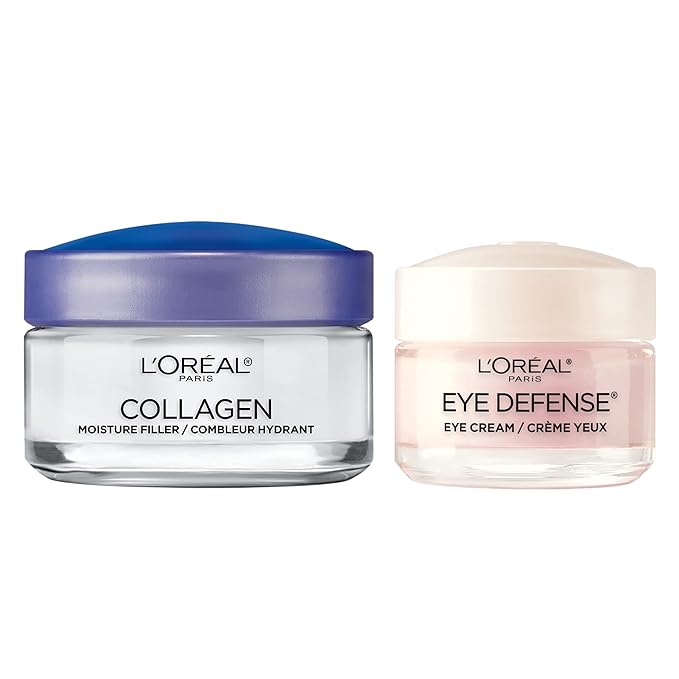 L'Oreal Paris Collagen Face Moisturizer Day and Night Cream, 1.7 oz + Dermo-Expertise Eye Defense Eye Cream, 0.5 oz