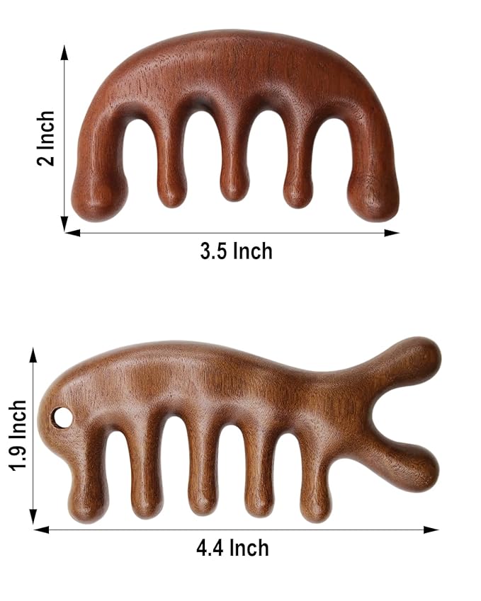 Wooden Scalp Massager Comb - 6 Pack Wooden Comb for Hair Growth Brush, Natural Sandalwood Comb Head Massager for Women Men