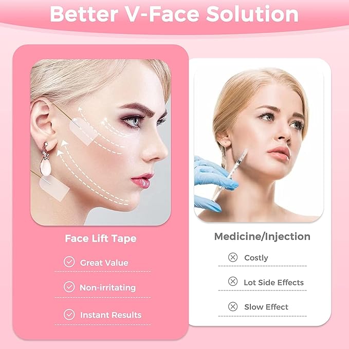 Face Tape,100 PCS Face Lifting Tapes with 8 Strings – Invisible Face Lift Tape for Neck,Eyes,Jowls,Double Chin,Sagging Skin Tightening,Anti-Wrinkle Facial Tapes,V-Line Slimming,Instant Facelift Makeup