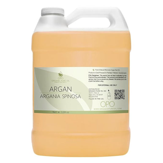 Deodorized Argan Oil - 128 oz/ 1 Gallon Pure, Morocco, Partially Filtered, Unscented, Non-GMO, Vegan, Carrier Oil for Skin, Hair, Face Body- Hydrating, Nourishing, Soothing - DIY, Soaps, Creams