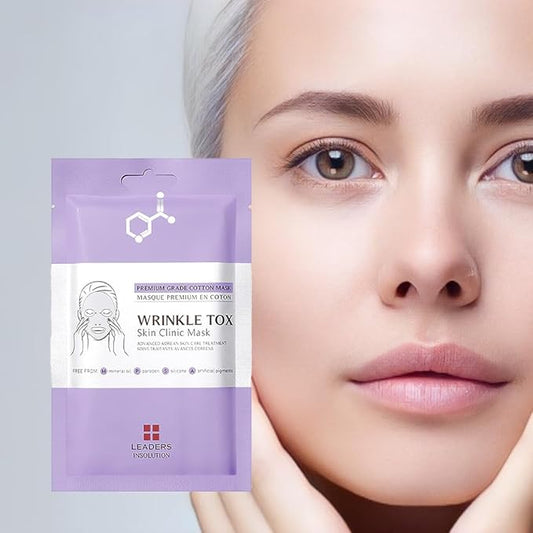 Leaders Insolution Wrinkle Tox Skin Clinic Mask | Adenosine-Infused Anti-Aging Facial Sheet for Fine Lines, Wrinkles, and Firmness | Premium Grade Cotton, Collagen Boosting (10 Sheets)