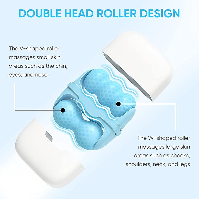 2 in 1 Cool Ice Roller for Face and Eye Facial Roller Personal Skin Care Tool with Carry Case to Reduce Puffiness and Relief Migraine, Pain. Women Mother Gift