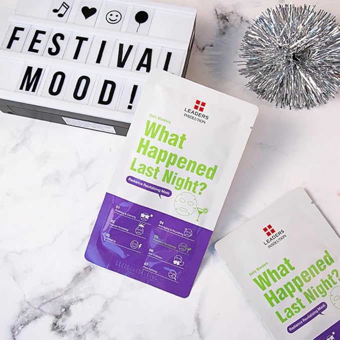 Leaders Insolution Daily Wonders What Happened Last Night? Facial Mask Sheet Radiance Revitalizing Hydrating Korean Skincare (10 Sheets)