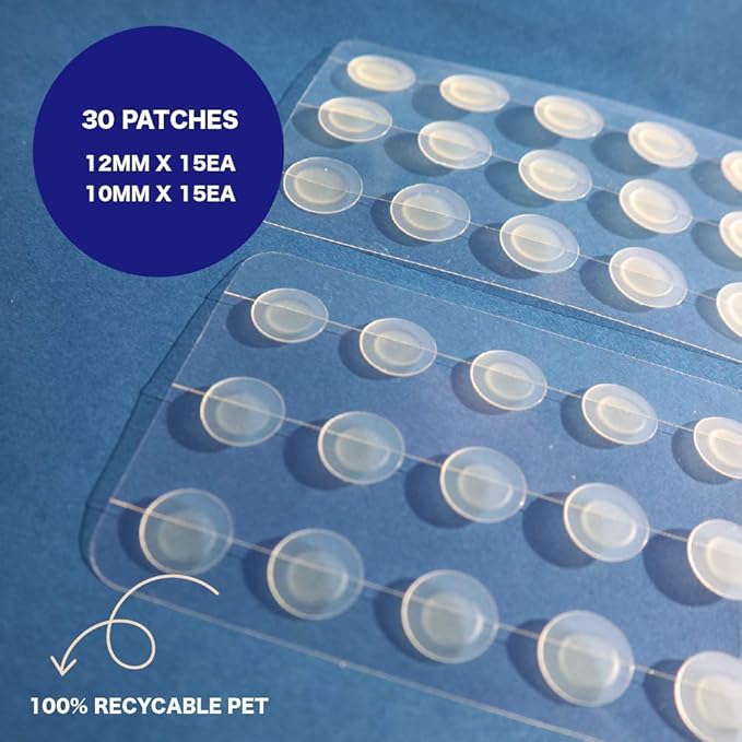 ULTRA BLEMISH PATCH (30 patches) - protects and covers blemishes, made with eco-friendly packaging, fast absorbing hydrocolloid, tapered edge, Korean skincare