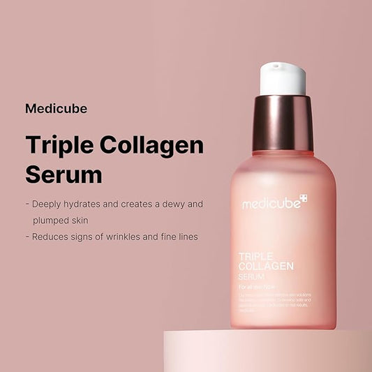 Medicube Triple Collagen Serum 1.85 fl.oz - Nourish dull skin with Triple Collagen Complex - A lightweight serum with Niacinamide and Hyaluronic Acid - Korean Skincare