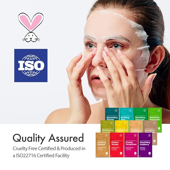 GLAM UP Premium Facial Sheet Mask 12 Combo (Pack of 12) | Clean Face Masks Skincare, Hydrating Face Masks, Moisturizing, Soothing, Beauty Mask For All Skin Type Variety Beauty Mask Set