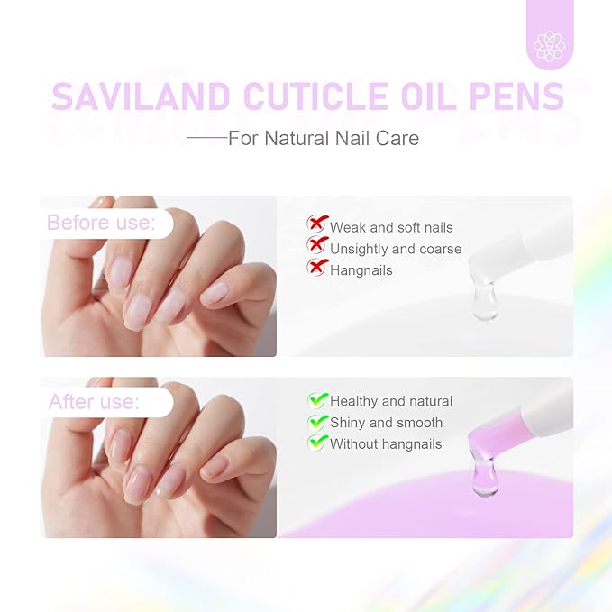 SAVILAND LED & U V Builder Nail Gel and Natural Cuticle Oil Pen