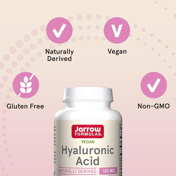 Jarrow Formulas Hyaluronic Acid 120 mg, Dietary Supplement, Skin Health Support, 60 Veggie Capsules, Up to 30 Day Supply