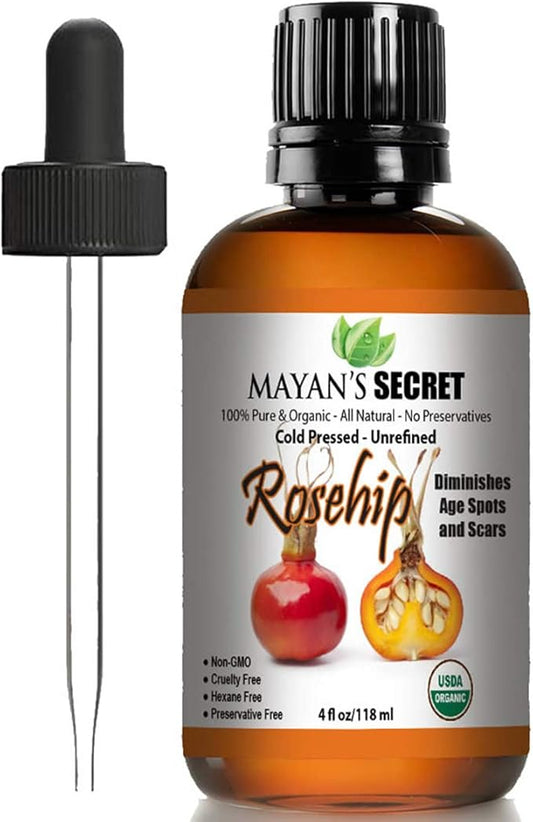 Mayan's Secret Pure Carrier and Essential oils for Skin Care, Hair, Body Moisturizer for Face-Anti Aging Skin Care (Rosehip Organic, 4oz)
