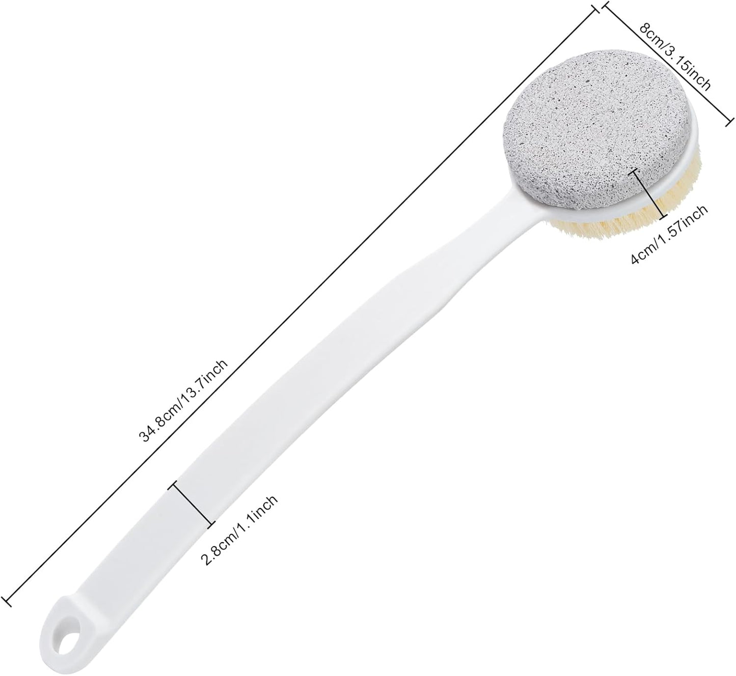 Pumice Stone for Feet with Long Handle (Double-Faced Curved Handle,White, Count, 3.0)