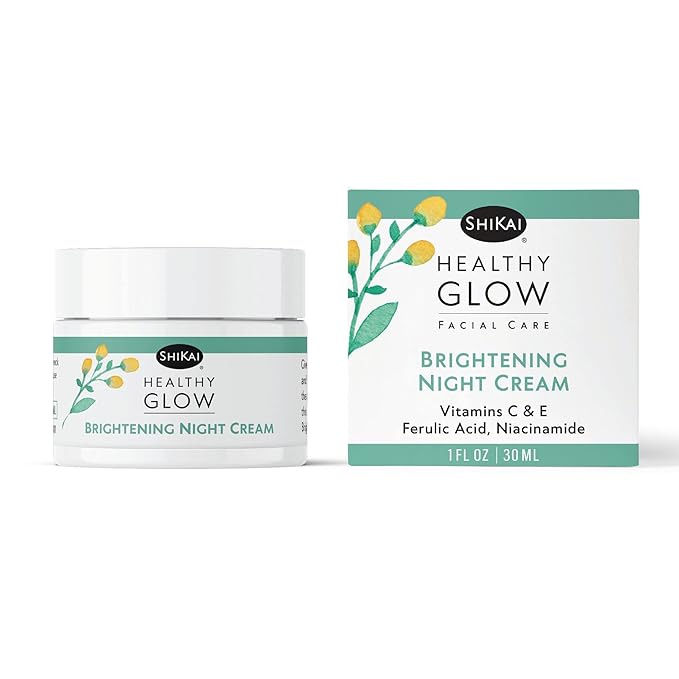 ShiKai Healthy Glow Brightening Night Cream (1 oz) | Hydrating Skin Lotion | With Vitamins C, E, Niacinamide | Provides a healthy glow in skin.