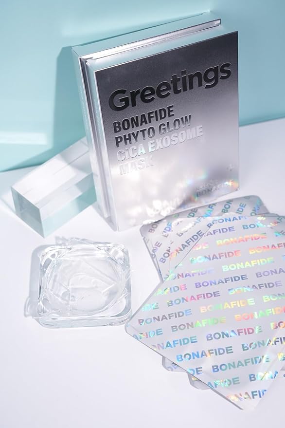 Phyto Glow Cica Exosome Mask (25g*5sheet) - 100% Natural Hydrogel Sheet Face Mask, Centella Asiatica Exosome with Niacinamide 3%, Ice Mask, Vegan, Moisture & Soothing