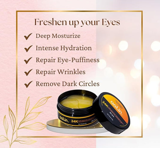Get Amazing Results 24K Gold Under Eye Hydrogel Patches[60Pcs] With Licorice Extract, Hyaluronic Acid, Collagen & Glycerin Specialized for Puffy Eyes, Dark Circles and Wrinkles