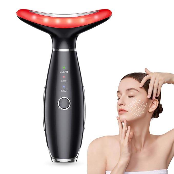 Neck Face Massager, 3-in-1 Portable Facial Massager, Face Sculpting Tool(Black)