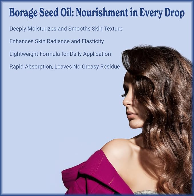 Natural Born Oils Borage Seed Oil, 1 Gallon, Organic, Cold-Pressed, High GLA, Vitamins & Minerals, Deep Skin Nourishment, Hair Vitality