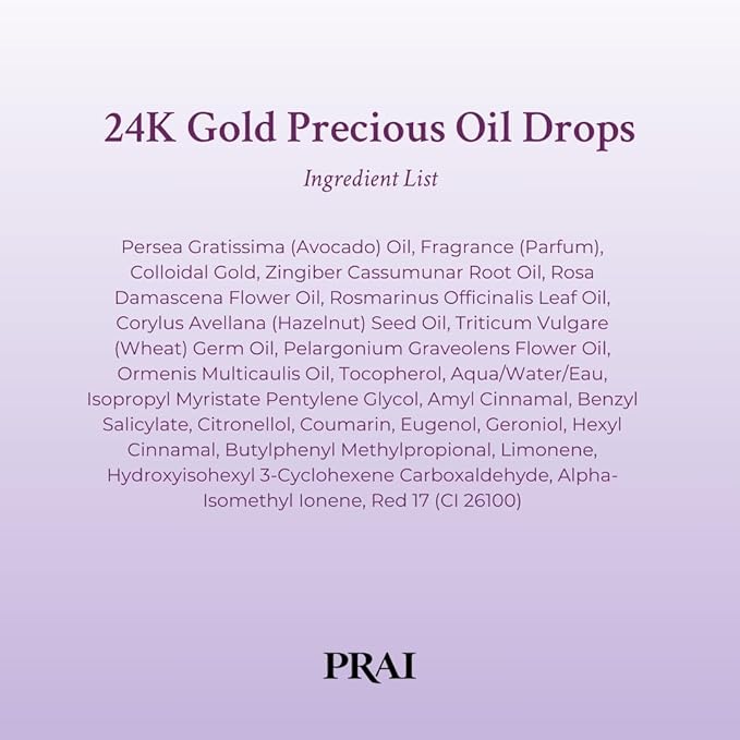 PRAI Beauty 24K Gold Precious Oil Drops - Cruelty Free - 1 Oz