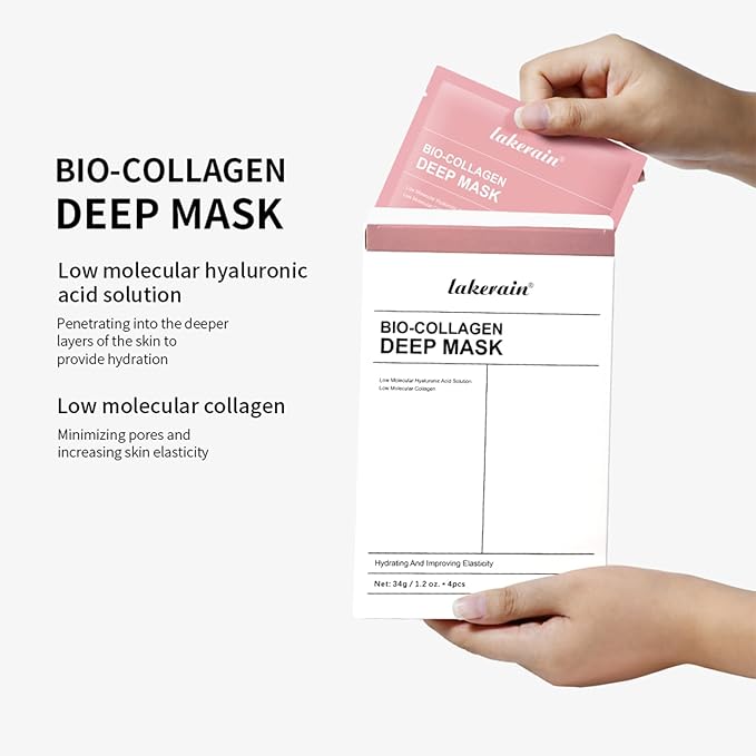 NICEFACE Bio-Collagen Deep Hydrating Face Mask with Hyaluronic Acid - Overnight Hydrogel Mask for Firming, Elasticity & Pore Minimizing - Korean Skincare Facial Treatment, 34g x4ea