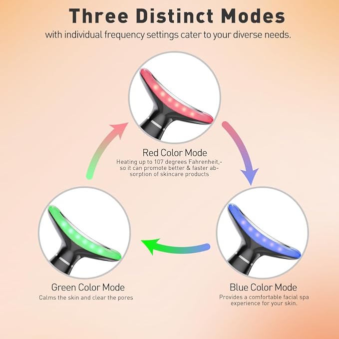 Facial Massager, 3 Modes Face Sculpting Tool, Vibrating Neck Face Massager with Thermals (Black)