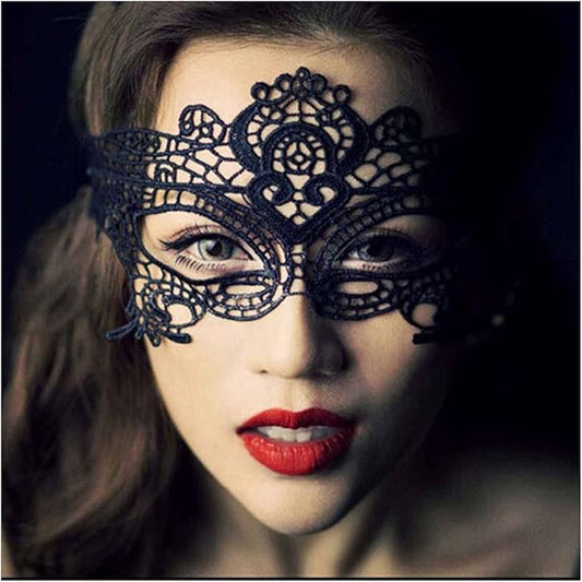 Gothic Black Lace Eye Cover Masquerade Adjustable Black Lace Dress Halloween Carnival Eye Decoration for Women and Girls Prom Costume Gifts