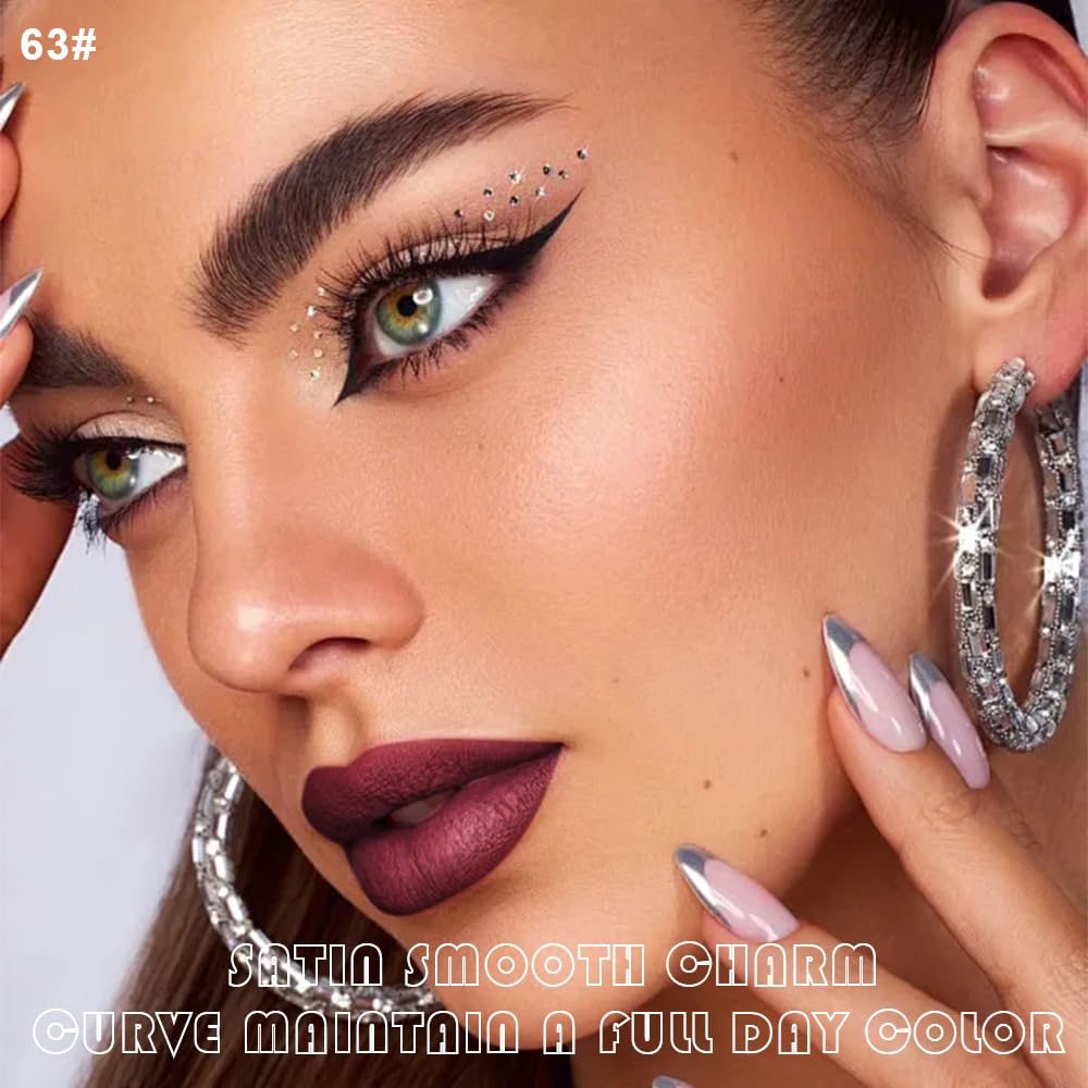 evpct 2Pcs Burgundy Red Matte Lip Liner Lipstick Combo Set for Women, Burgundy Lip Combo Set Liquid Lips Gloss Lipliner Stains Set Long Lasting Waterproof, Lips Makeup 24 Hours labiales originale