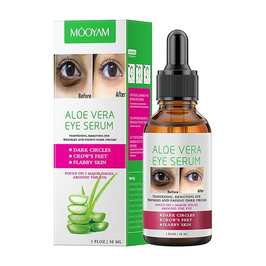 Aloe Vera Eye Serum for Dark Circles,Deeply Moisturizing,Anti Aging, Smooth Fine Lines and Crows Feet,Tightening and Lifts Eye Skin,Enhance Skin Elasticity,Fragrance Free(1 OZ)