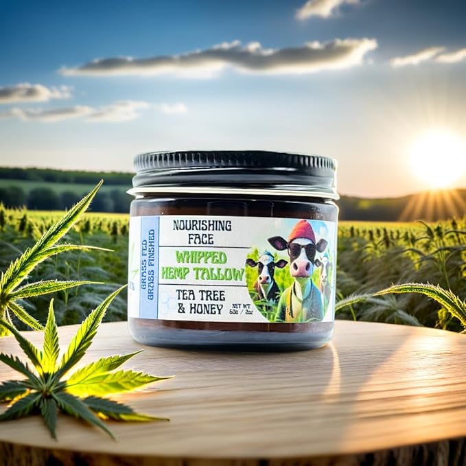 Whipped Hemp Tallow Body Butter - Nourishing Face - Grass-Fed & Grass-Finished - All Natural - Tea Tree & Honey